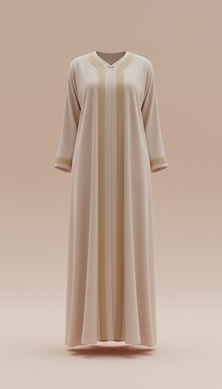 Minimalist Sand-Tone Panel Abaya