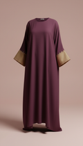 Deep Plum Contrast Cuff Abaya