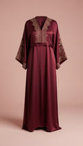 Gold-Accented Satin Crepe Abaya